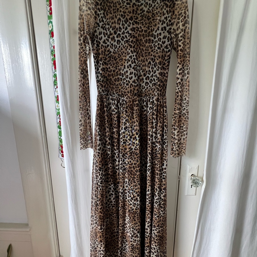 Kimchi Blue Leopard Print Long Sleeve Dress